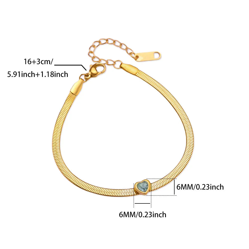 Heart-shaped birthstone bracelet