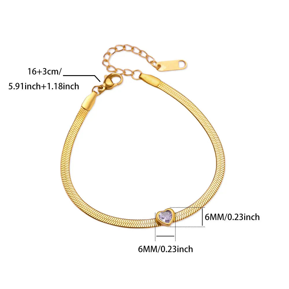 Heart-shaped birthstone bracelet