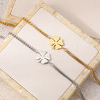 Bracelet with Four-Leaf Clover Lucky Charm