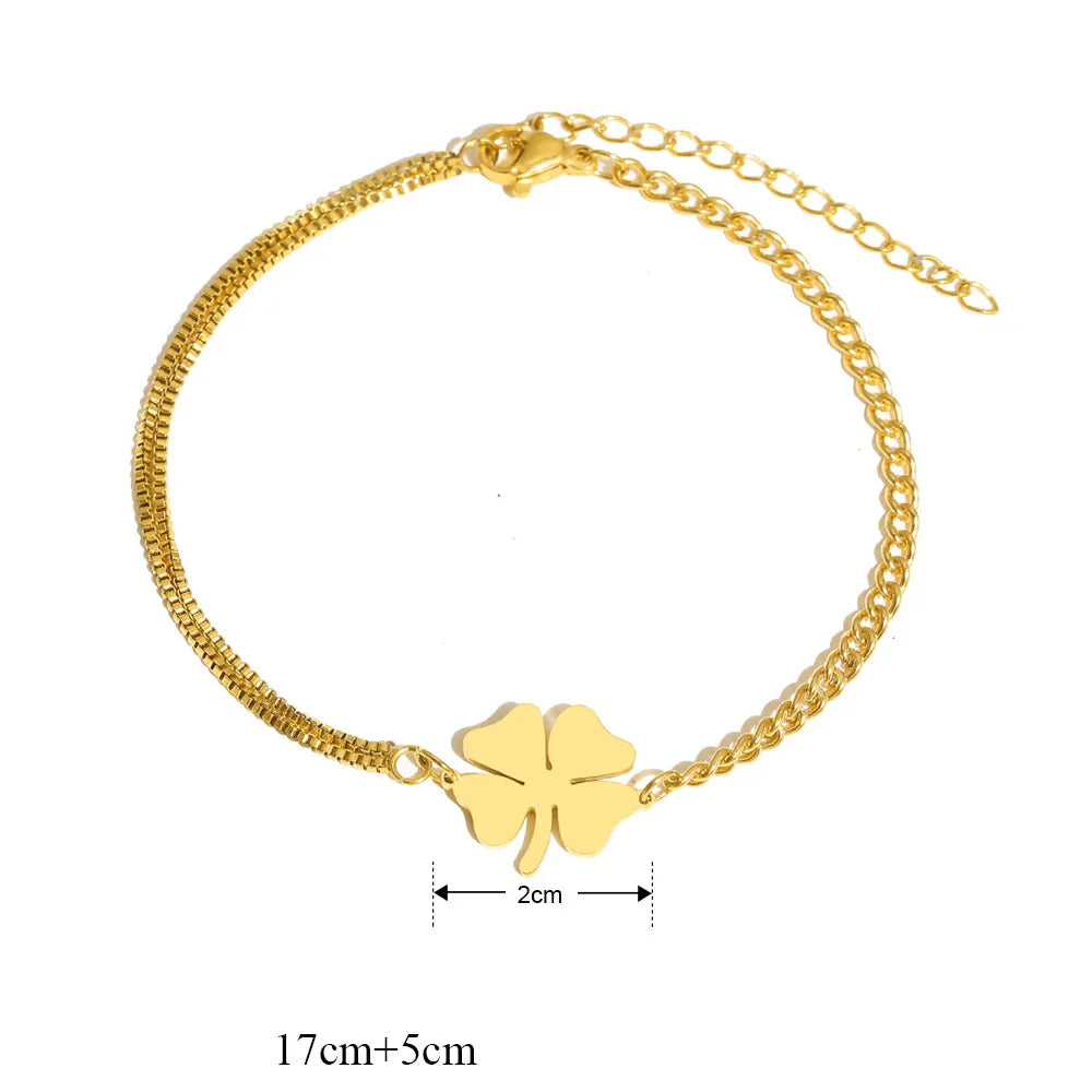 Bracelet with Four-Leaf Clover Lucky Charm