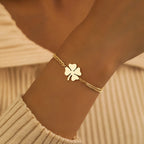 Bracelet with Four-Leaf Clover Lucky Charm gold