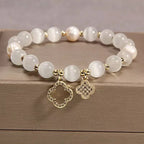 Beaded Bracelet with Four-Leaf Clovers