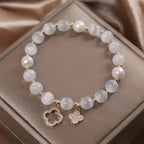 Beaded Bracelet with Four-Leaf Clovers