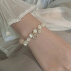 Beaded Bracelet with Four-Leaf Clovers