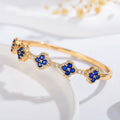 Bracelet with 4-Leaf Clover in Zircon and Blue Stones