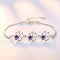 Bracelet with 4-Leaf Clovers with Purple Zircon