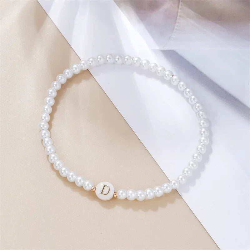 White initial bracelet d