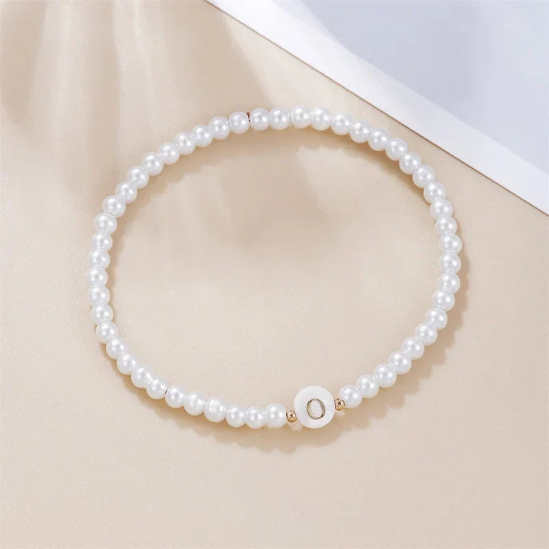 White initial bracelet o