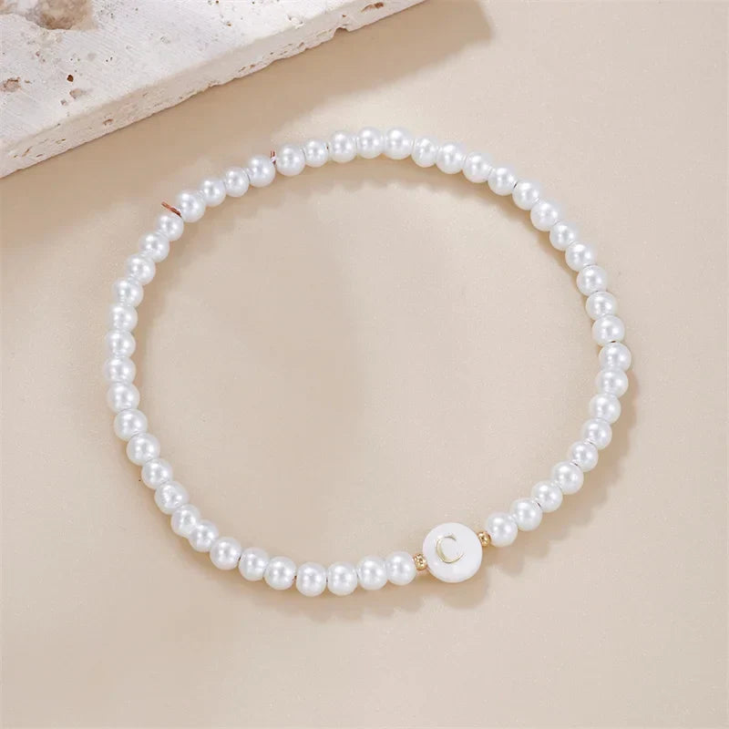 White initial bracelet c