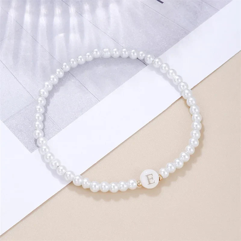White initial bracelet e