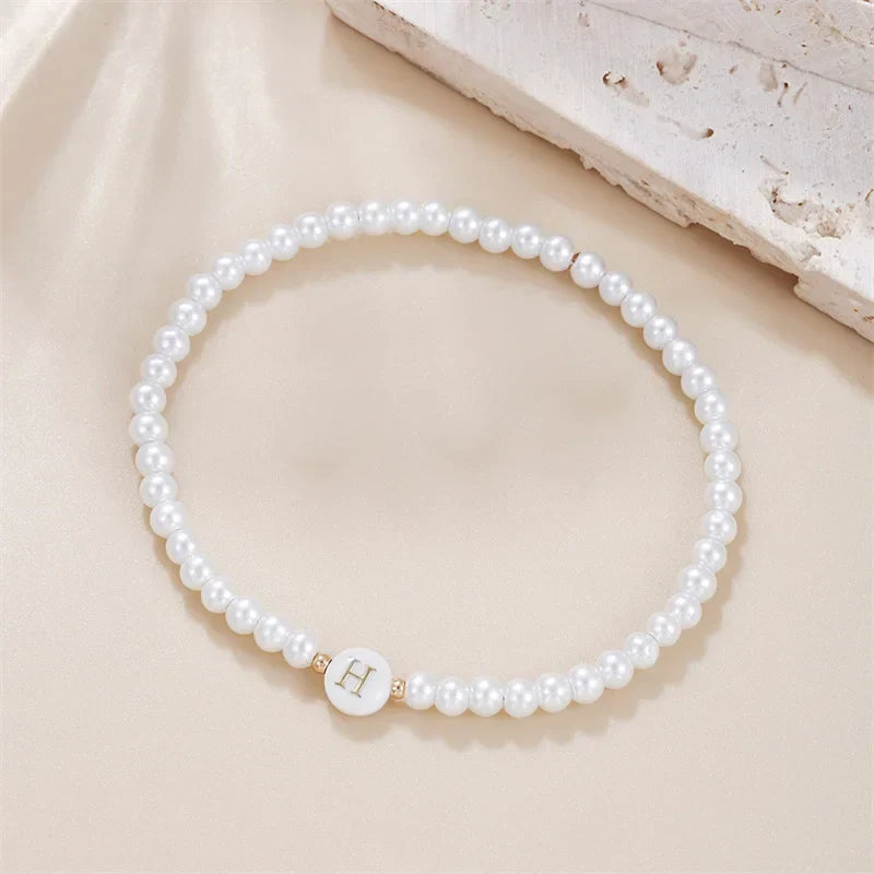White initial bracelet h