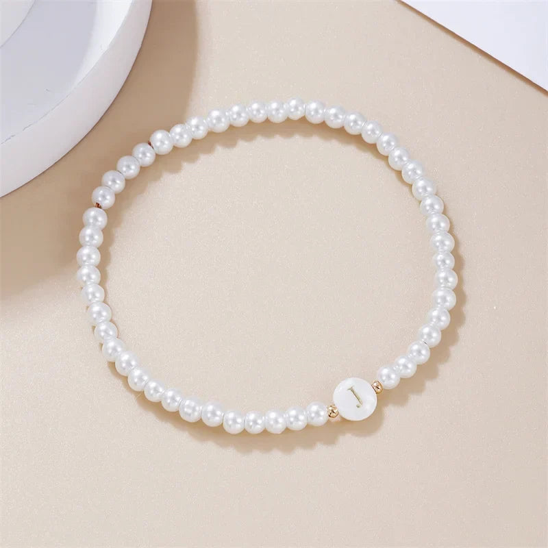 White initial bracelet j