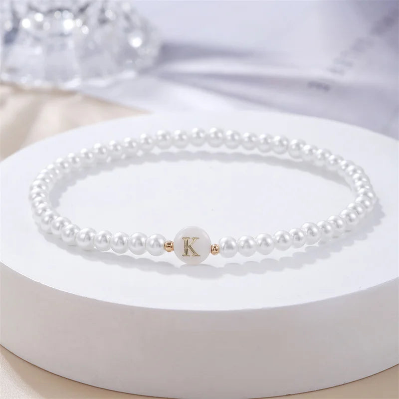 White initial bracelet k