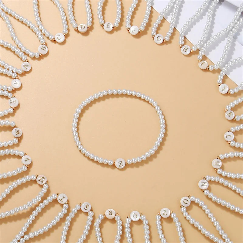 White initial bracelet m