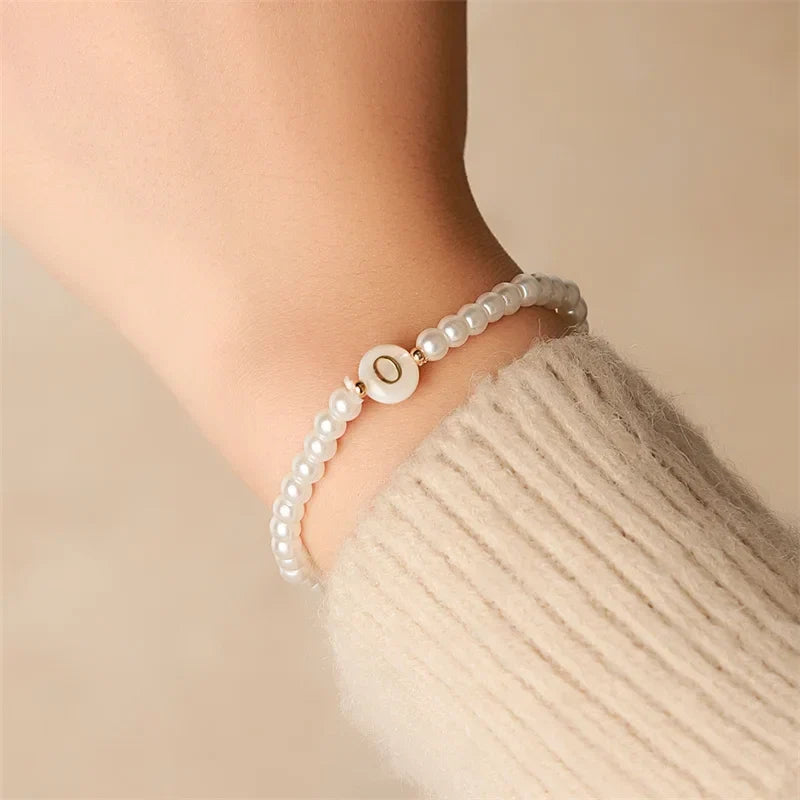 White initial bracelet o