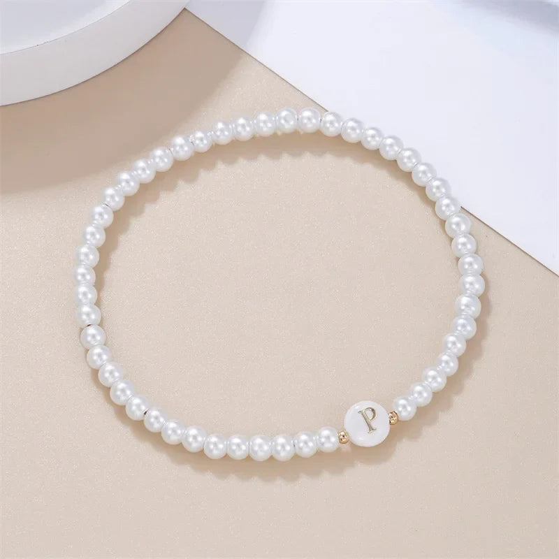 White initial bracelet p