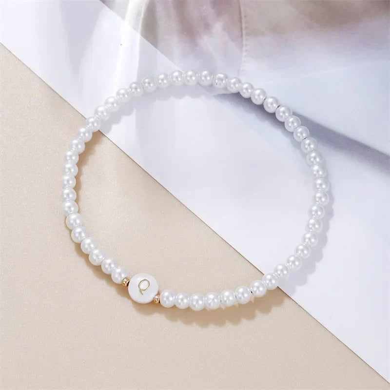 White initial bracelet q