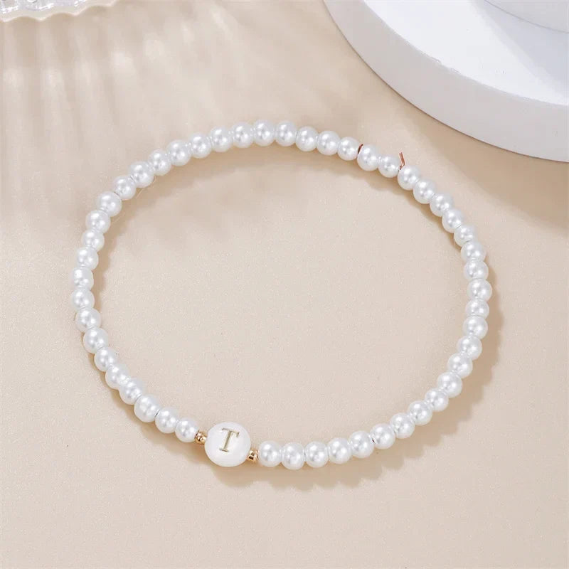 White initial bracelet t