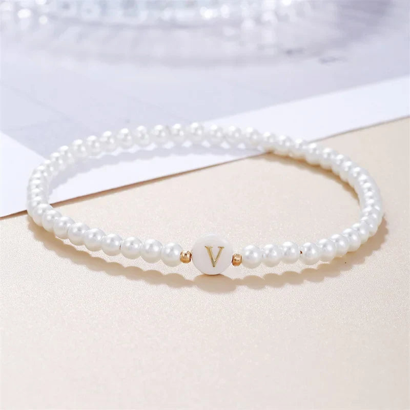 White initial bracelet v