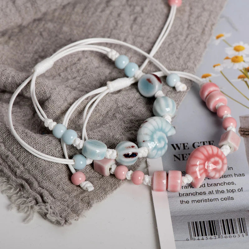 Bohemian Snail Shell Bracelet pink