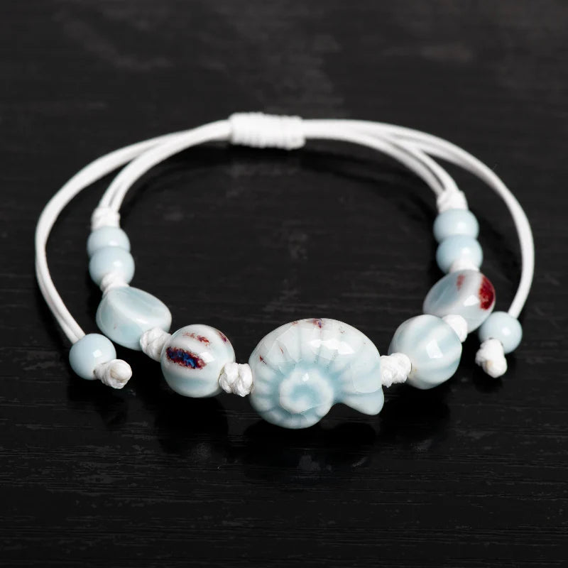 Bohemian Snail Shell Bracelet blue