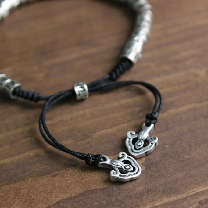 Buddhist Amulet ID Bracelet Carved