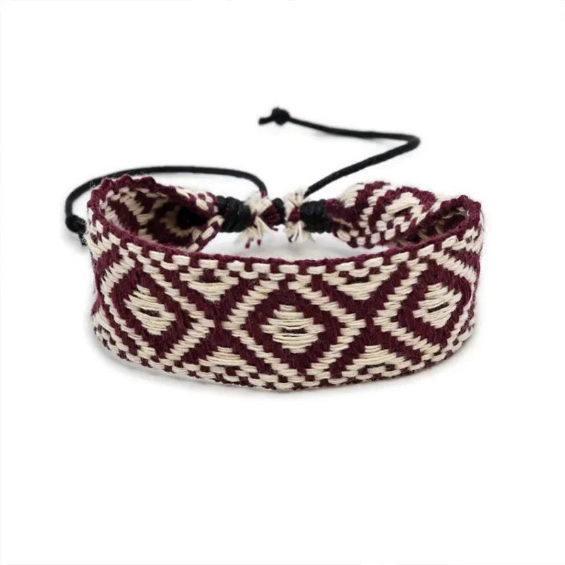Handmade Geometric-Shaped Brazilian Bracelet burgundy