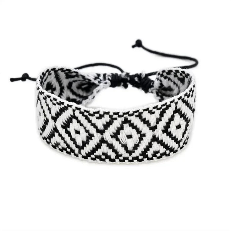 Handmade Geometric-Shaped Brazilian Bracelet black and white