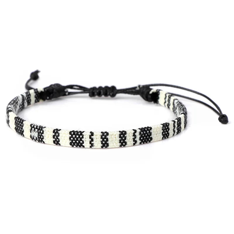 Handwoven Brazilian Friendship Bracelet black and white