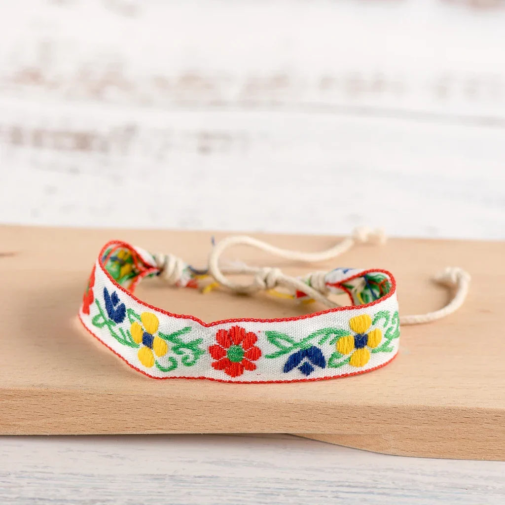 Handmade Embroidered Boho Brazilian Bracelet white
