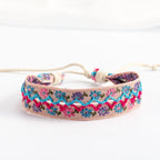 Handmade Embroidered Boho Brazilian Bracelet beige and blue