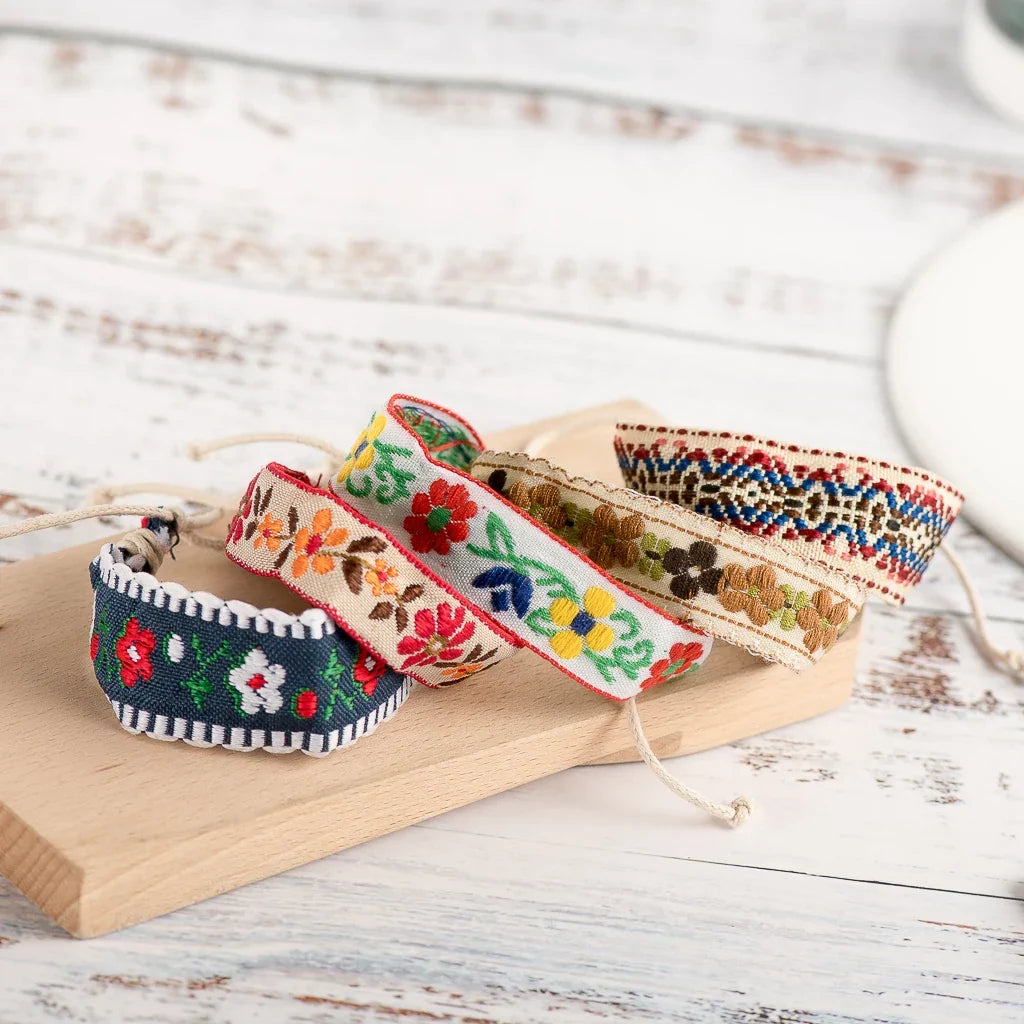 Handmade Embroidered Boho Brazilian Bracelet white