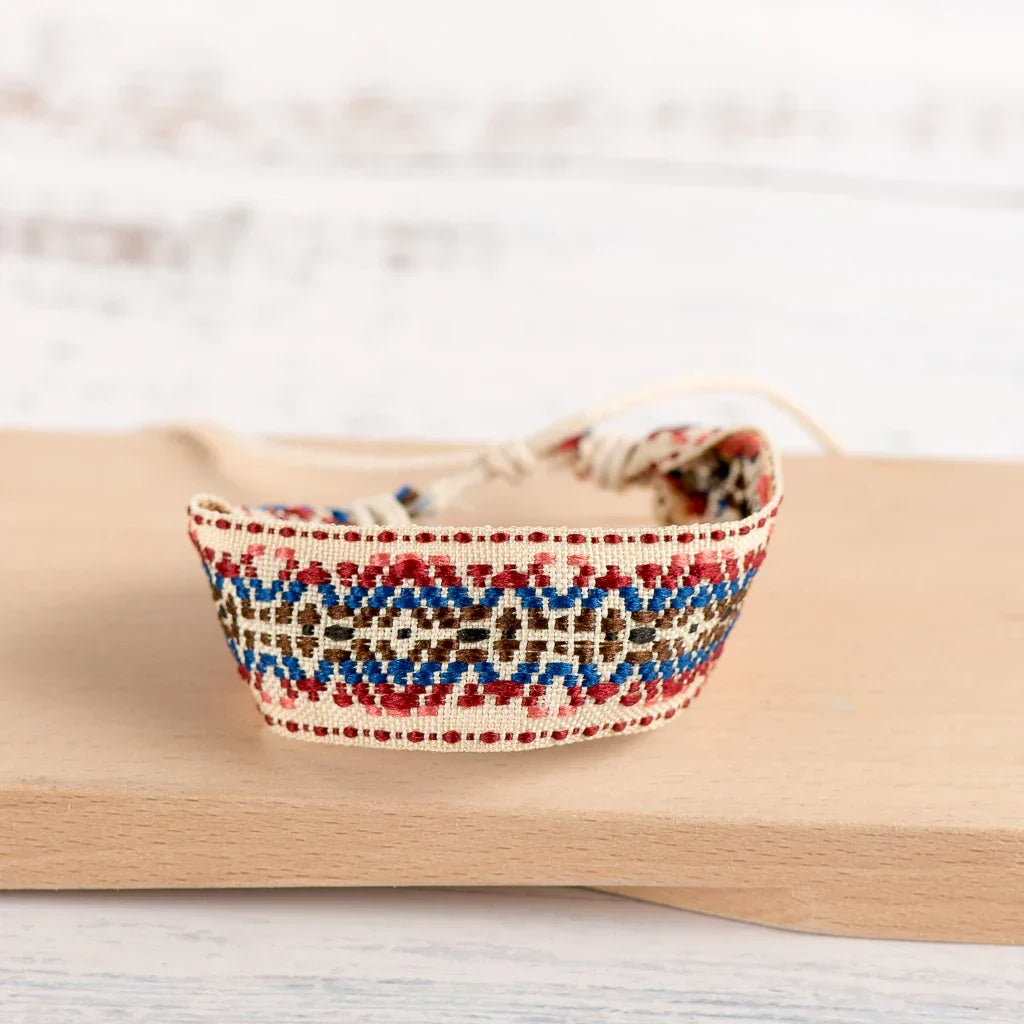 Handmade Embroidered Boho Brazilian Bracelet blue