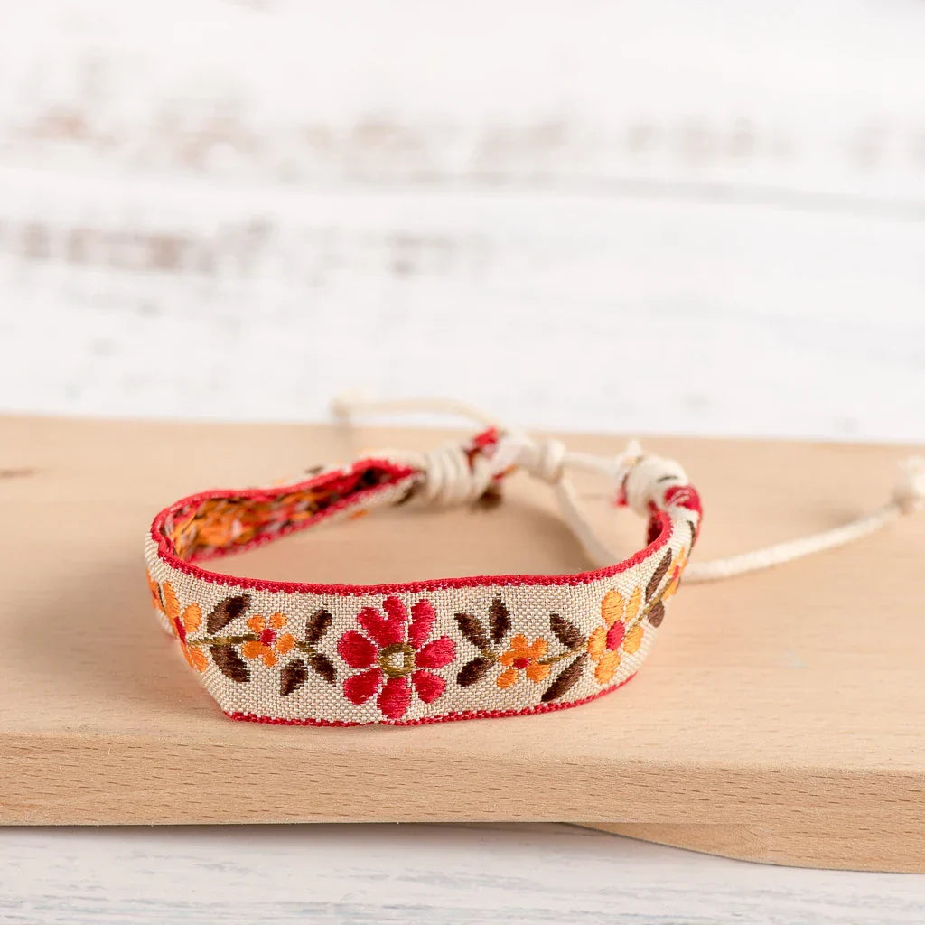 Handmade Embroidered Boho Brazilian Bracelet red