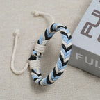 Natural-Effect Blue Cotton Thread Brazilian Bracelet