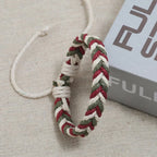 Natural-Effect Red Cotton Thread Brazilian Bracelet