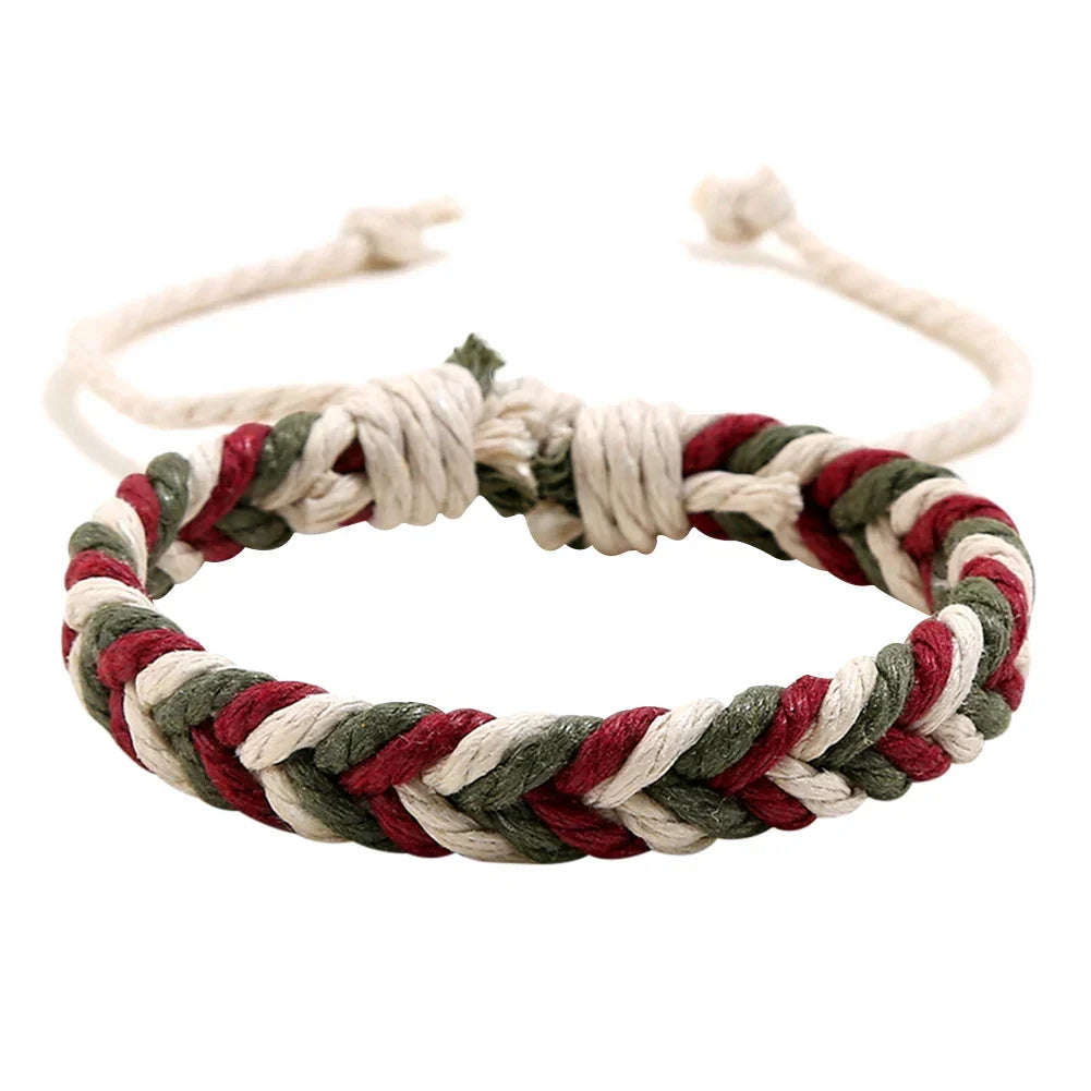 Natural-Effect Red Cotton Thread Brazilian Bracelet