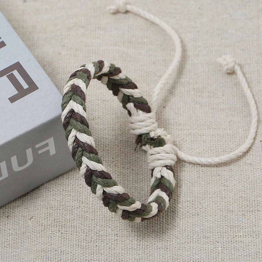 Natural-Effect Green Cotton Thread Brazilian Bracelet