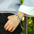 Natural-Effect Blue Cotton Thread Brazilian Bracelet