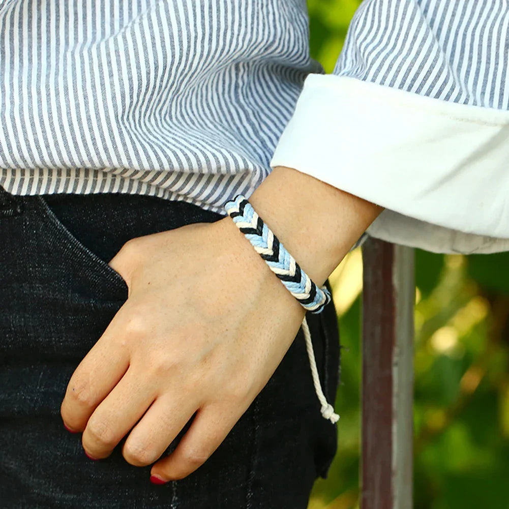 Natural-Effect Blue Cotton Thread Brazilian Bracelet