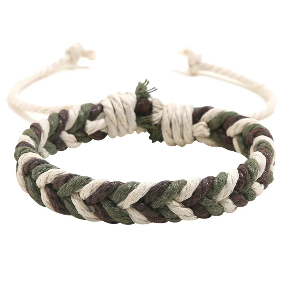 Natural-Effect Green Cotton Thread Brazilian Bracelet
