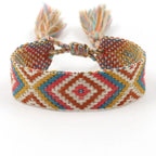 Wide Brazilian Bracelet with Geometric Patterns beige