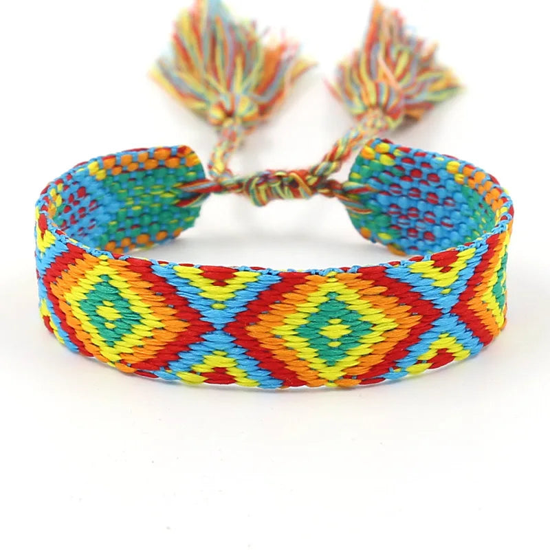 Wide Brazilian Bracelet with Geometric Patterns yellow
