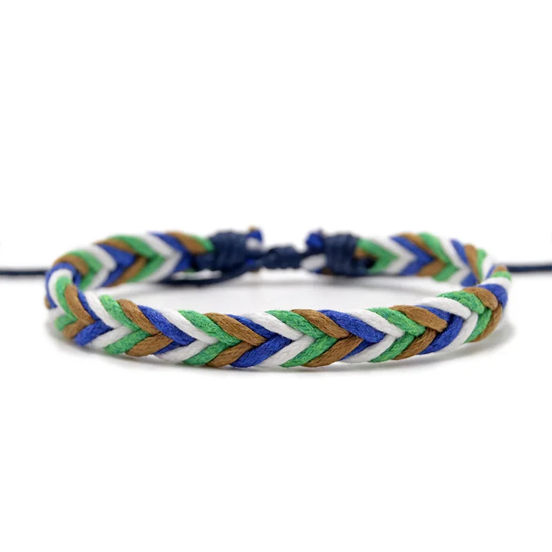 Minimalist Brazilian Bracelet in Blue and White Cotton Thread
