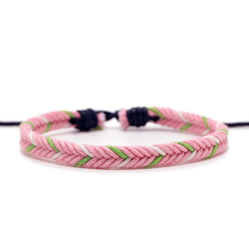Minimalist Brazilian Bracelet in Pink Cotton Thread