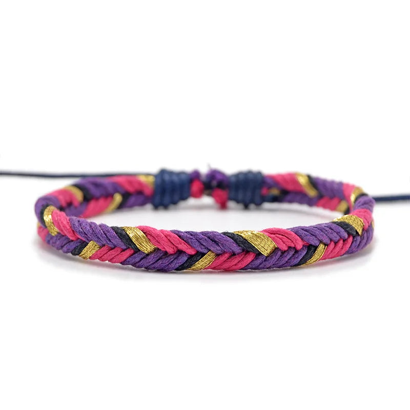 Minimalist Brazilian Bracelet in Purple Cotton Thread
