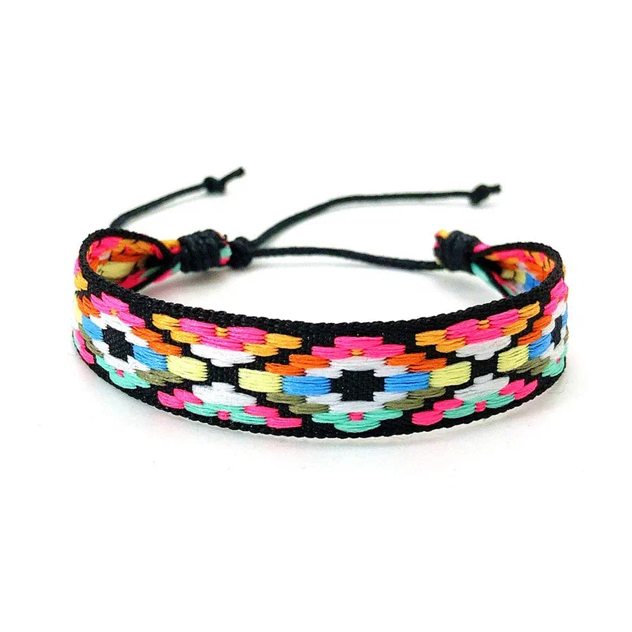 Unisex Brazilian Vacation-Style Bracelet, pink and black