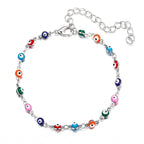 Ankle Bracelet Against the Evil Eye Blue Greek Turkish Mataki Matiasma Silver