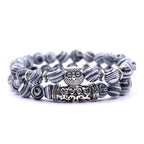 Owl Bracelet - Owl Chain White and Black Beads