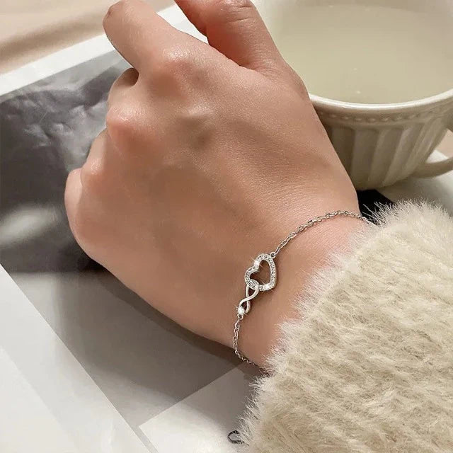 Infinite Love Heart Silver Bracelet for Women